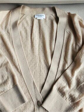 Club Monaco 100% Cashmere Oatmeal Cream Cardigan with 3/4 sleeves women's size S